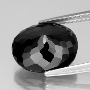 Tourmaline noir naturelle coupe ovale, 6,33 ct, opaque