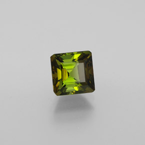 Tourmaline vert brunâtre naturelle taille émeraude, 1,45 ct, VS