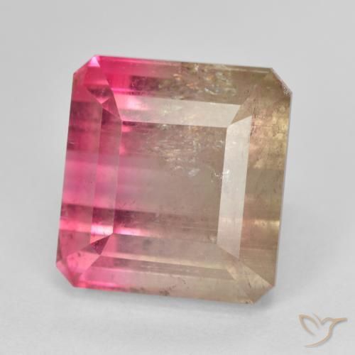13.13ct Naturel Bicolore Tourmaline, Taille émeraude, SI