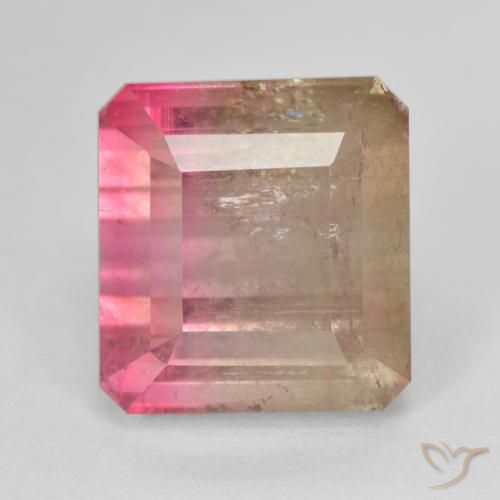 Tourmaline Bicolore naturelle Octogone / coupe Émeraude, 13.13 ct, SI