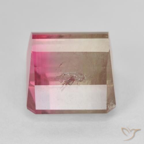 Tourmaline Bicolore naturelle Octogone / coupe Émeraude, 13.13 ct, SI