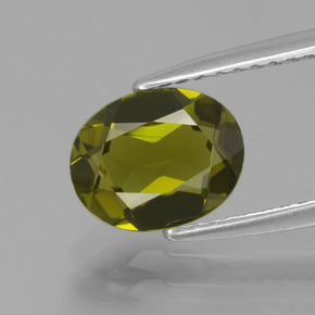 Tourmaline vert jaunâtre naturelle coupe ovale, 1,27 ct, VVS