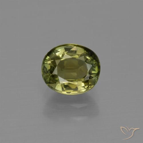 Tourmaline marron doré verdâtre naturelle coupe ovale, 1,06 ct, VS
