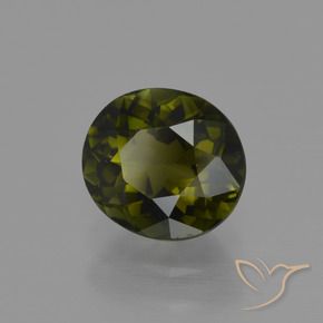 Tourmaline Vert brunâtre naturelle ovale, 1.30 ct, VVS-VS