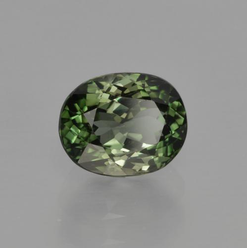 Tourmaline vert brunâtre naturelle coupe ovale, 1,29 ct, VVS