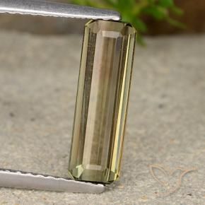 Tourmaline bicolore naturelle taille émeraude, 1,72 ct, VS