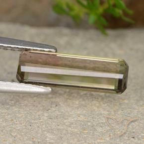 Tourmaline bicolore naturelle taille émeraude, 1,72 ct, VS