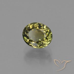 Tourmaline Vert chaud et terreux naturelle ovale, 1.09 ct, VVS-VS