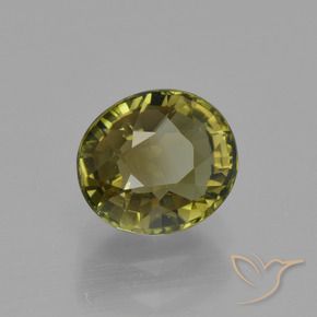 Tourmaline Vert chaud et terreux naturelle ovale, 1.34 ct, VVS