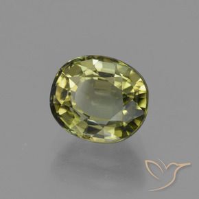 Tourmaline Vert chaud et terreux naturelle ovale, 1.28 ct, VVS