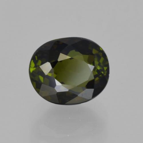 Tourmaline vert forêt naturelle coupe ovale, 2,03 ct, VVS