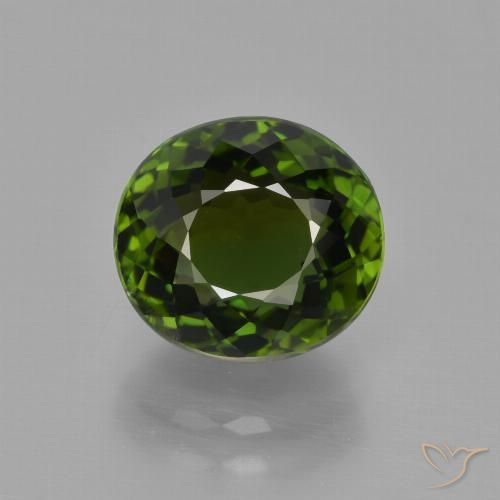 Tourmaline vert foncé terreux naturelle coupe ovale, 3,51 ct, VS