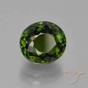 Tourmaline vert foncé terreux naturelle coupe ovale, 3,51 ct, VS