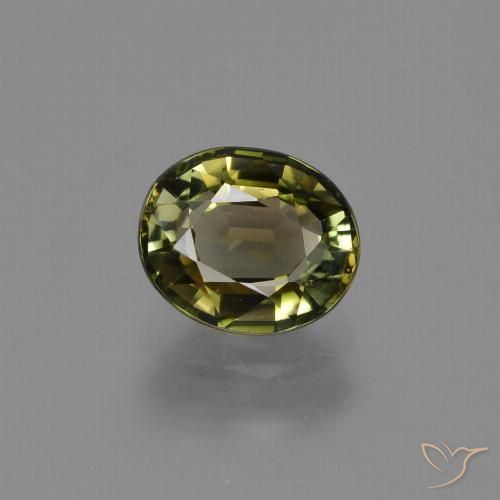 Tourmaline Vert brunâtre naturelle Coupe ovale, 1.09 ct, VS