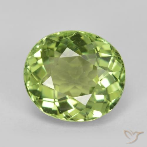 Tourmaline Vert clair naturelle Coupe ovale, 2.02 ct, VS