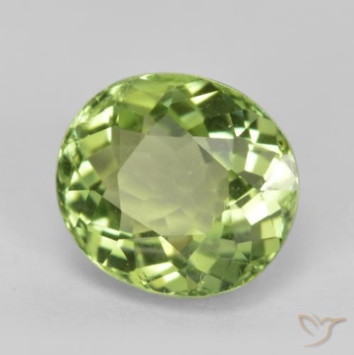 Tourmaline Vert clair naturelle Coupe ovale, 2.02 ct, VS