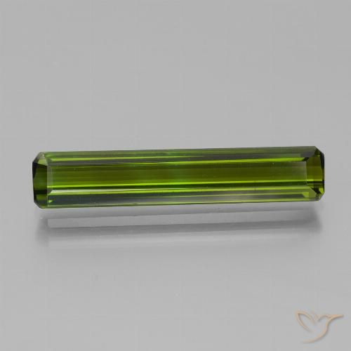 Tourmaline vert terreux naturelle taille émeraude, 3,40 ct, VVS