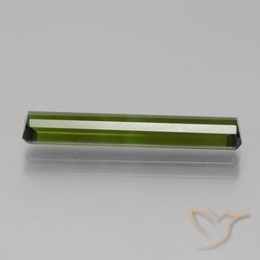 Tourmaline vert terreux naturelle taille émeraude, 3,40 ct, VVS