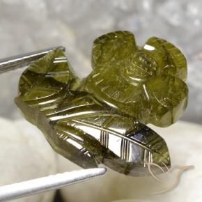 Tourmaline Vert chaud et terreux naturelle Taille Fleur, 10.85 ct, Translucide