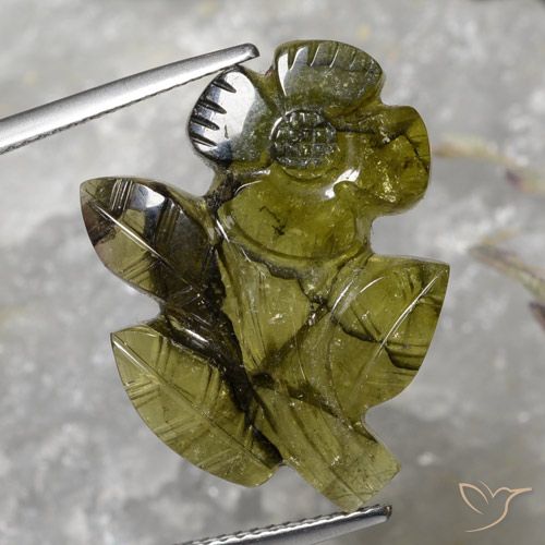 13.81ct Naturel Vert chaud Tourmaline, Taille Fleur, Translucide