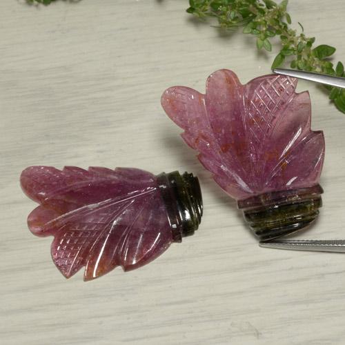 65.90ctw Naturel Bicolore Tourmaline, Taille Fleur, Translucide