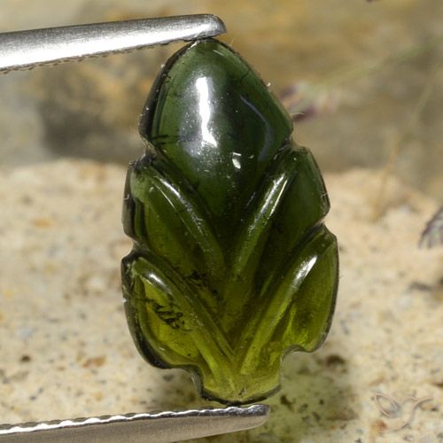 2.02ct Naturel Forêt verte Tourmaline, Taille Fleur, Translucide