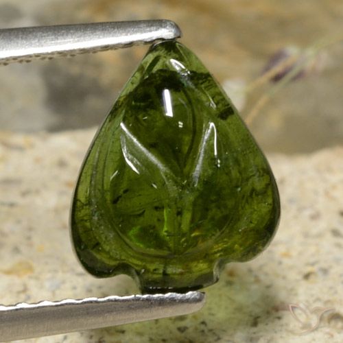 2.01ct Naturel Forêt verte Tourmaline, Taille Fleur, Translucide