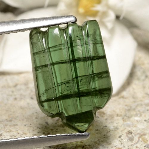 3.71ct Naturel Vert foncé Tourmaline, Fantaisie, Translucide