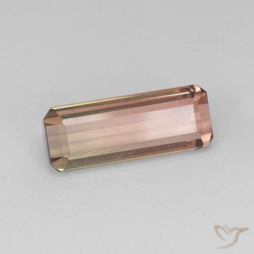 4.33ct Naturel Bicolore Tourmaline, Taille émeraude, VVS-VS