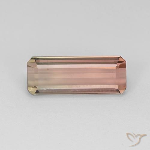 Tourmaline Bicolore naturelle Octogone / coupe Émeraude, 4.33 ct, VVS-VS