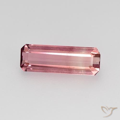 1.25ct Naturel Rose chaud et léger Tourmaline, Taille émeraude, VVS