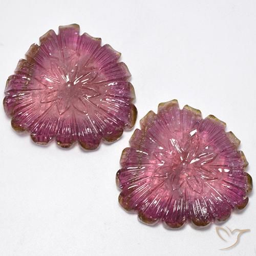 77.16ctw Naturel Bicolore Tourmaline, Taille Fleur, Transparent