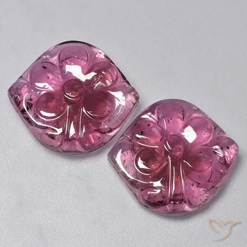 24.38ctw Naturel Violet rougeâtre Tourmaline, Taille Fleur, Transparent
