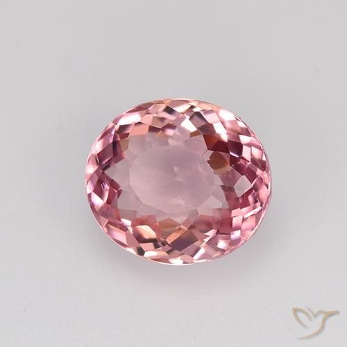 Tourmaline Rose chaud et léger naturelle ovale, 1.38 ct, VVS-VS