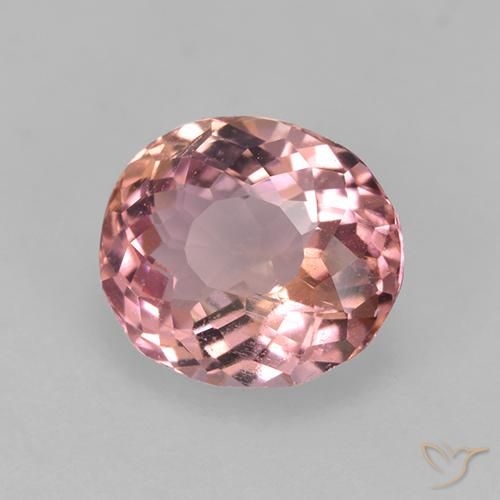 Tourmaline Rose chaud et léger naturelle ovale, 1.63 ct, VS