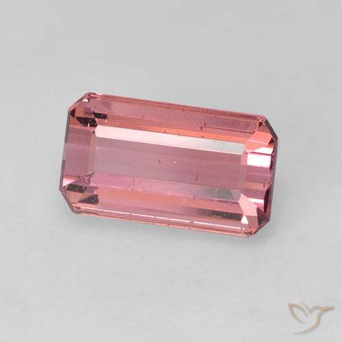 Tourmaline Orange rose naturelle Octogone / coupe Émeraude, 1.51 ct, VS