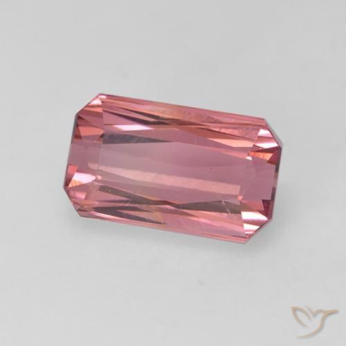 Tourmaline Rose orangé foncé naturelle Octogone / coupe Émeraude, 1.84 ct, VVS-VS