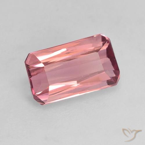 Tourmaline Rose orangé foncé naturelle Octogone / coupe Émeraude, 1.08 ct, VVS-VS