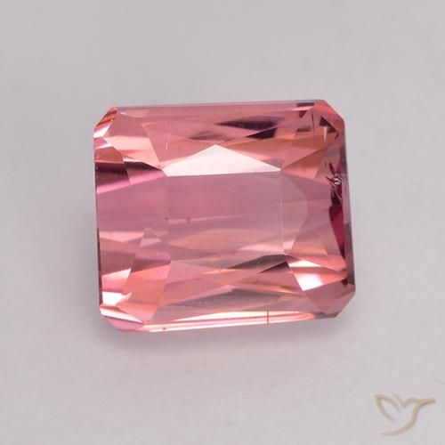 Tourmaline Rose intense naturelle Octogone / coupe Émeraude, 1.27 ct, VS