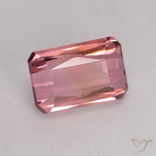 Tourmaline Rose orangé foncé naturelle Octogone / coupe Émeraude, 1.25 ct, VVS-VS
