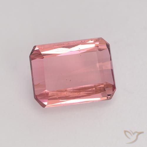 Tourmaline Rose orangé foncé naturelle Octogone / coupe Émeraude, 1.28 ct, VVS-VS