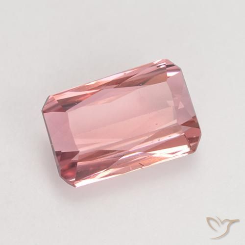 Tourmaline Orange rose naturelle Octogone / coupe Émeraude, 1.54 ct, VS