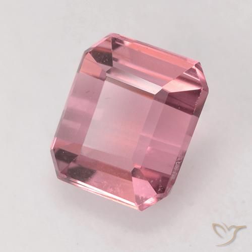 Tourmaline Rose bubblegum léger naturelle Octogone / coupe Émeraude, 1.10 ct, VVS-VS