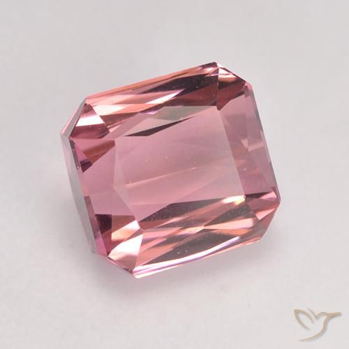 Tourmaline Rose bubblegum léger naturelle Octogone / coupe Émeraude, 1.43 ct, VVS-VS