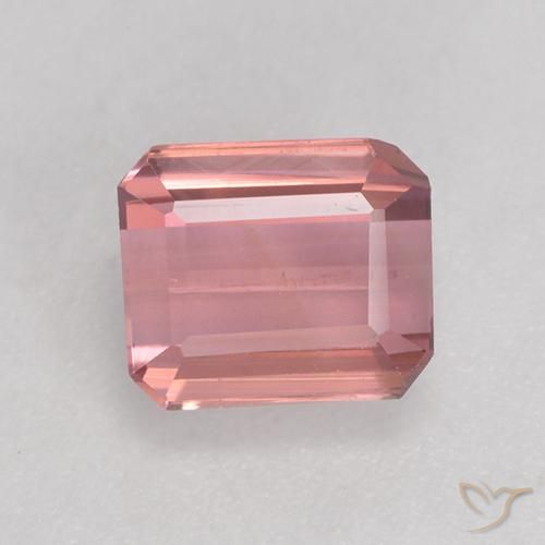 1.39ct Naturel Rose chaud et léger Tourmaline, Taille émeraude, VS