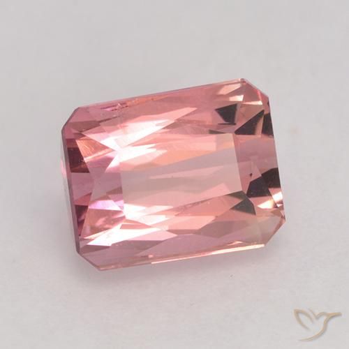 Tourmaline Orange rose naturelle Octogone / coupe Émeraude, 1.61 ct, VVS-VS