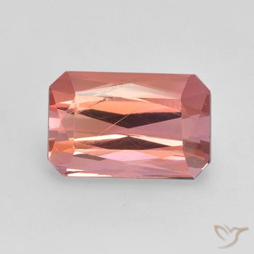 2.45ct Naturel Rose rougeâtre Tourmaline, Taille émeraude, SI