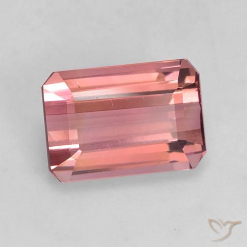 Tourmaline Rose orangé foncé naturelle Octogone / coupe Émeraude, 2.49 ct, VVS-VS