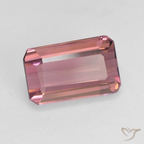 Tourmaline Rose orangé foncé naturelle Octogone / coupe Émeraude, 1.07 ct, VS