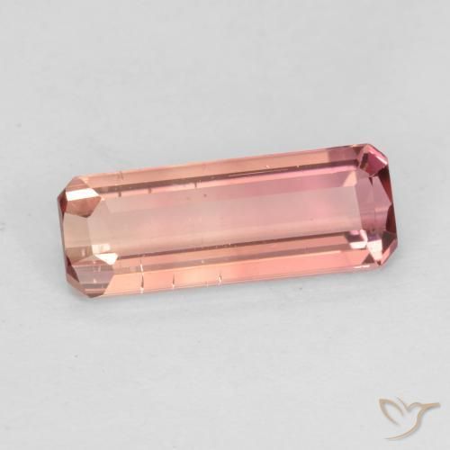 Tourmaline Orange rose naturelle Octogone / coupe Émeraude, 1.53 ct, VS